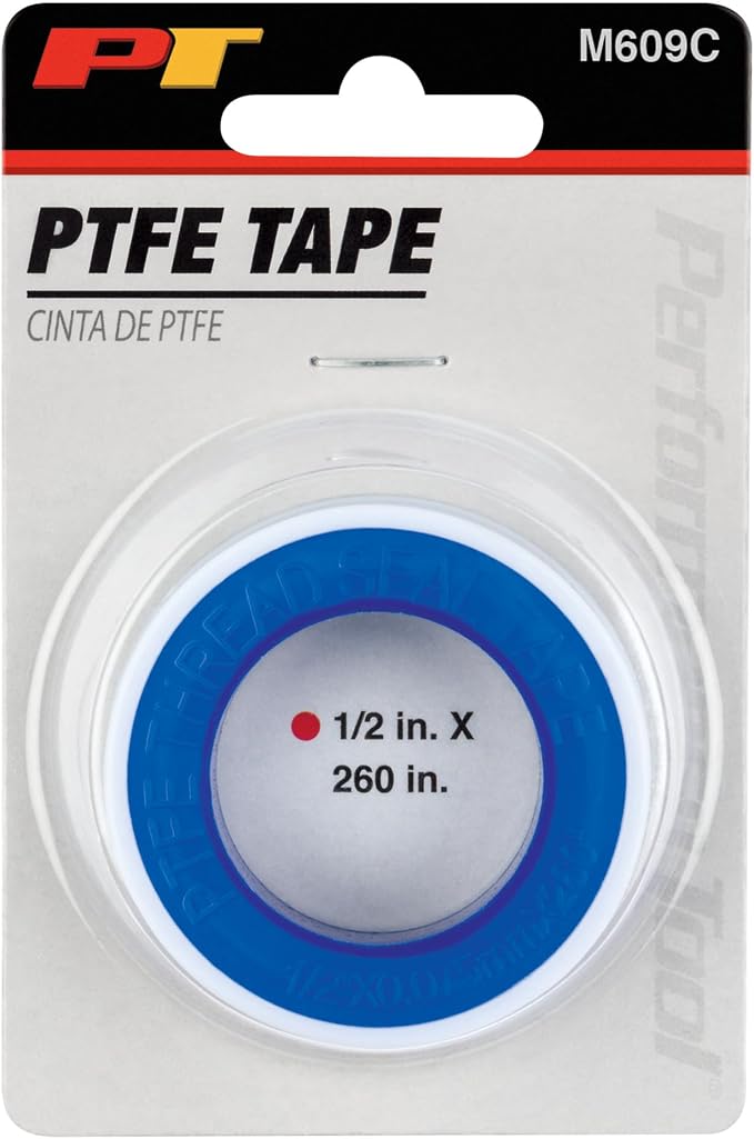 Performance Tool M609C 1/2-Inch x 260-Inch PTFE Thread Seal Tape - Prevents Leaks in Plumbing and Air Lines, Ideal for a Wide Range of Applications