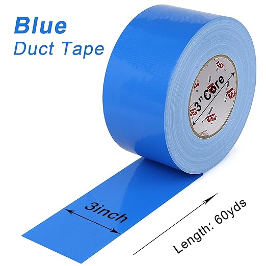BOMEI PACK 3 Inch Blue Duct Tape Waterproof,9 Mil Thick Heavy Duty Duct Tape Blue,3 Inch x 60 Yards,No Residue,Strong,Flexible and All Weather,Professional for Indoor & Outdoor Use