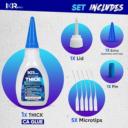 CA Glue Thick Viscosity Kit (3x1.75 oz.) Cyanoacrylate Glue, Heavy-Duty Super Glue for Gap-Filling, Wood, Metal, Plastic, Furniture Repair, High-Strength Adhesive for Vertical and Overhead Surfaces