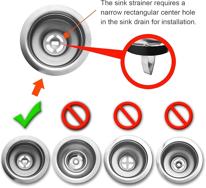 2 Pack - Kitchen Sink Strainer and Stopper Combo Basket Spring Clip Replacement for Standard 3-1/2 inch Drain, Stainless Steel Basket and Rod, Rubber Stopper Bottom