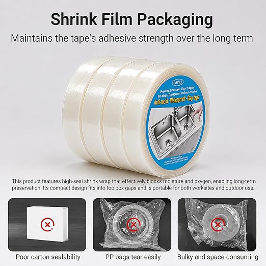 Caulk Tape Waterproof Self Adhesive, Caulking Tape, LAVILI Toilet Sealer Around Toilet Base Waterproof Sealant Strip for Kitchen Countertop, Bathroom, Toilet, (2 Roll 2.2cm x 10.5Ft Clear)