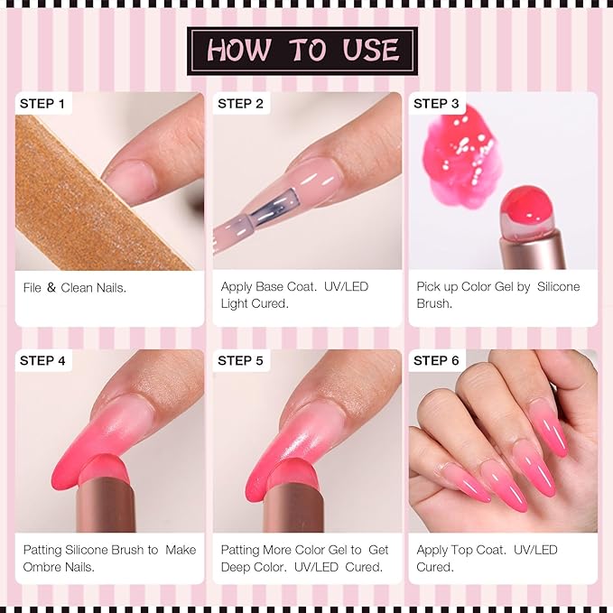 12 Color Patting Nail Gel Polish Kit, Ombre Painting Gel Palette with Brush & Silicone Patting Pen & Nail Art Stickers - UV/LED Curing for Gradient Nails, Beginner Friendly DIY Manicure Set