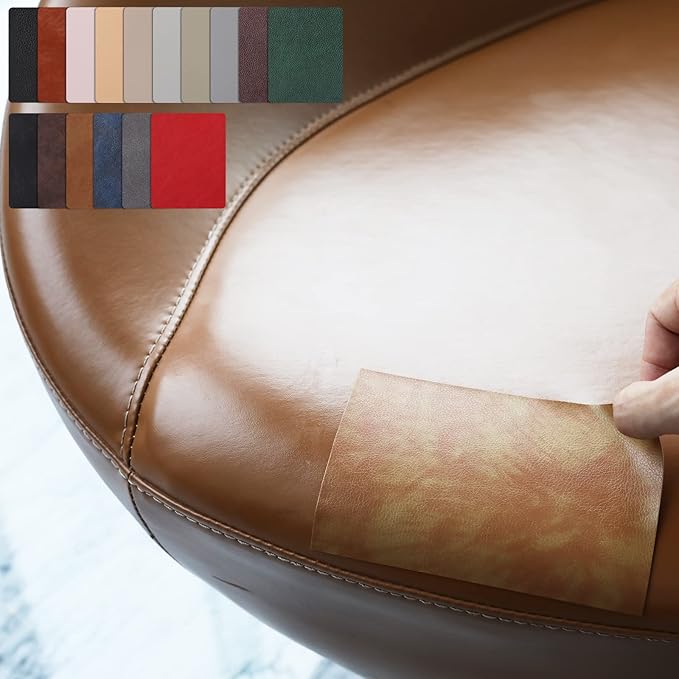 JDLUGH Sofa Leather Repair Patch Tape, Large Self Adhesive Couch, Car Seat, Office Chair, Leather Furniture, Vinyl Repair Patch Kit for Furniture (15x60 Inch, Yellowish Brown)