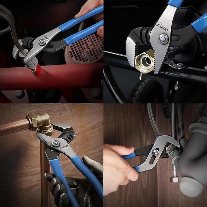 DISEN Channel Locks Pliers 2-Piece, Slip Joint Pliers Set with Dipped Handles, Adjustable Water Pump Pliers 10-Inch and 4-Inch, Tongue and Groove for Home Repair, Gripping, Nuts, Bolts, Pipe