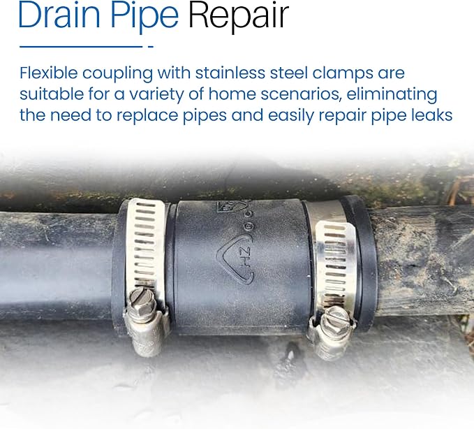 Flexible PVC Pipe Coupling Fit for 2 Inch Nominal Pipe (Outer Diameter 2.4 Inch), Replacement Flexible PVC Condensate Pipes Coupling