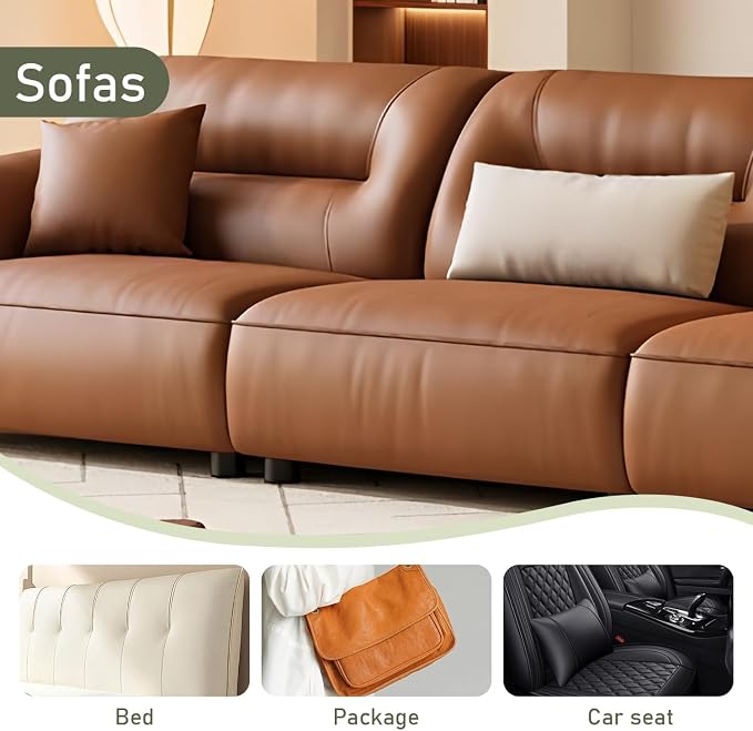 SYLVASS Self Adhesive Leather Repair Patches for Couch, Sofas, Furniture, Car Seats, Office Chairs, Pack of 2 Dark Brown