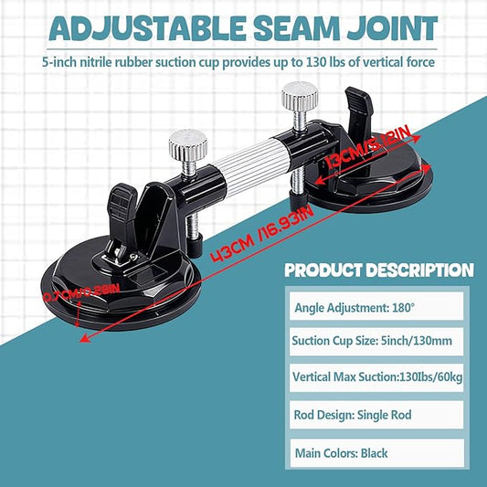 2 Pack Laminate Floor Gap Repair Tool, Pro Countertop Alignment Clamps, Adjustable Granite Seam Setter with Vacuum Suction Cups, for Granite, Marble, Stone, Slab and Glass