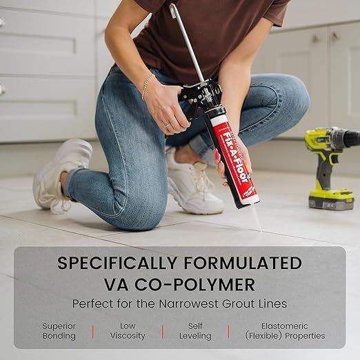 The Original Fix-A-Floor Loose Tile Repair Adhesive - Tile, Porcelain, Ceramic, Marble, Stone & Wood. Custom Tip for All Grout Sizes - Pack of 2 *for Best Results Use The Proven Power of a Caulk Gun*