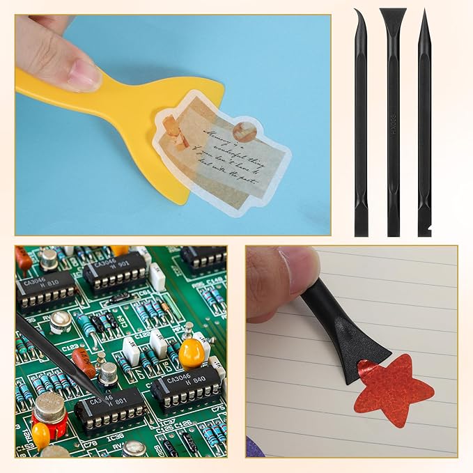 Crevice Cleaning Tool Set, 6Pcs Plastic Scrapers Non Scratch Multi-Purpose Plastic Scraper for Tight Space and Gaps Perfect to Remove Stickers Labels Oil Stains Dirt