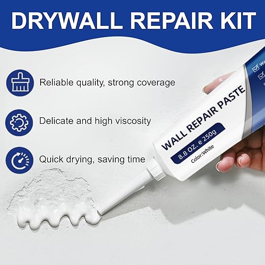 2Pcs Efficient Drywall Repair Kit with Scraper,Drywall Repair Kit,Wall Mending Agent, Used for Filling Cracks and Holes, Simple Wall Hole Filling, and Efficient Crack Repair.