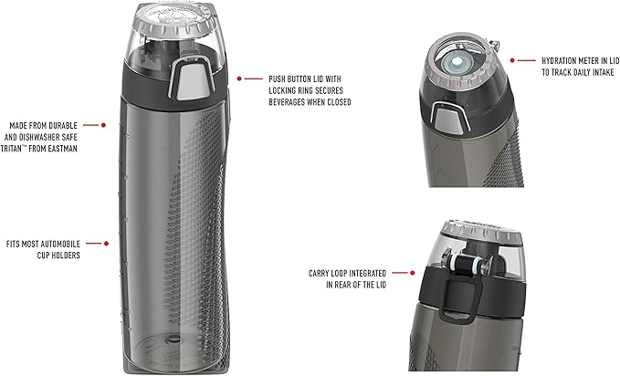 Thermos Tritan Hydration Bottle with Meter, 24-Ounce, Smoke (HP4100SMTRI6)