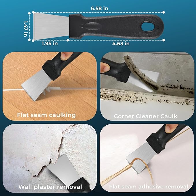 Caulking Tool 3 in 1 Silicone Caulking Grout Removal Sealant Finishing Tool Glass Glue Angle Scraper with Grout Scraper for Kitchen Bathroom Floor, Wall Surface,Window,Sink Joint,Frames Seal