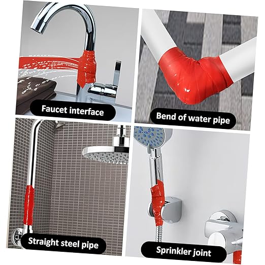 UKCOCO Silicone Seal Tape for Water Pipe Leak Repair Flexible Self Adhesive PVC Patch Seal for PVC Ppr Metal and Pipes Red for Emergency and Routine Maintenance