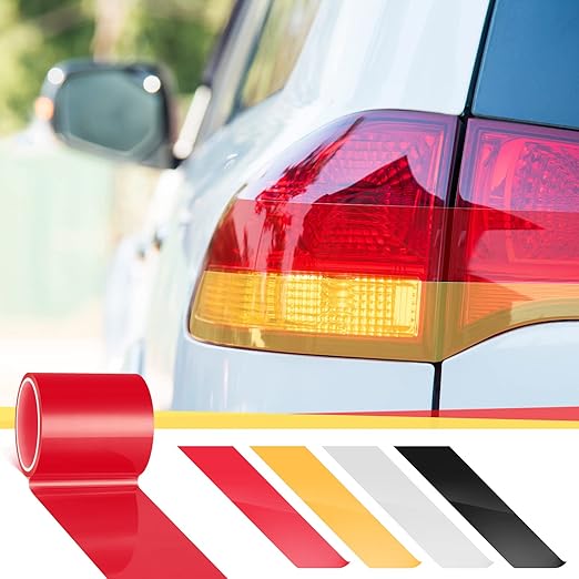 16.4 ft x 2 Inches Self Adhesive Repair Light Tape Auto Tail Light Tape Fog Lights Tint Tape Headlight Lens Tape (Multicolor, 4 Rolls)