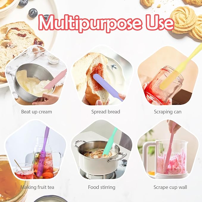 4Pcs Jar Spatula Silicone Long Scraper, Food-grade Cream Spatulas, Heat-Resistant Jam Spreader for Scraping Kitchen Baking Mixing Cake Butter
