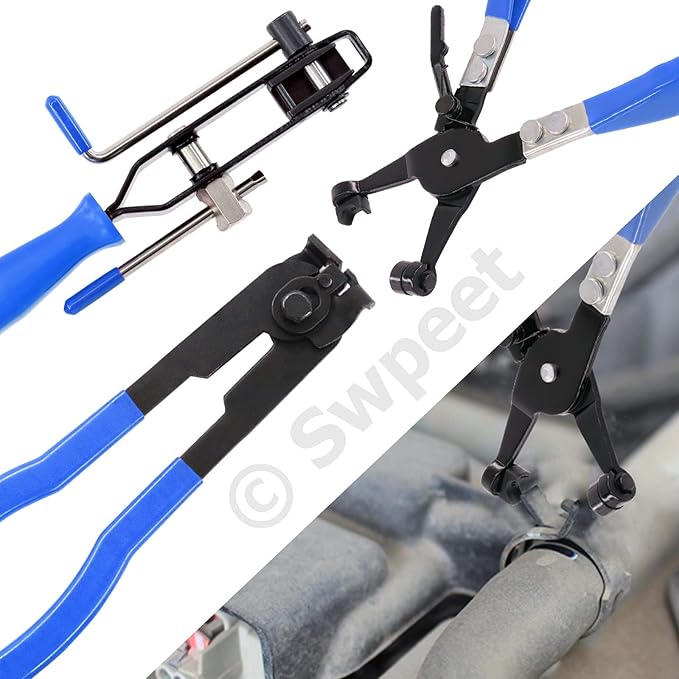 Swpeet Blue CV Joint Boot Clamp Pliers and Swivel Flat Band Hose Clamp Pliers Kit