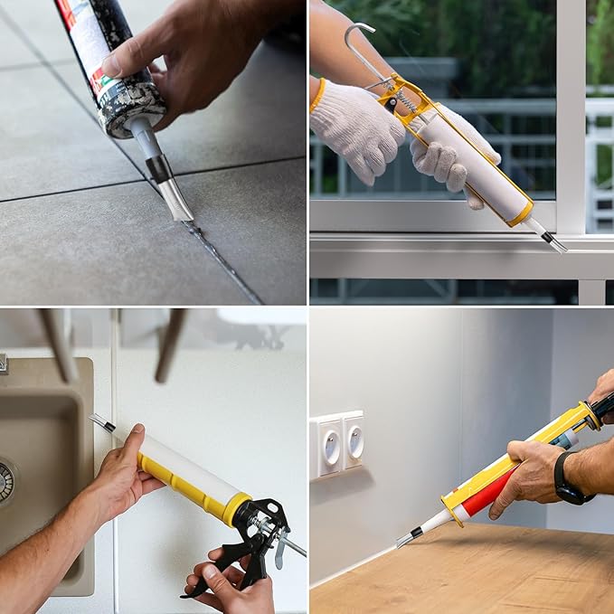 HARFINGTON 5pcs Caulking Nozzle Applicator 7/9/10/12/13mm Caulking Finisher Kit Stainless Steel Sealant Finishing Tool Kit Reusable Caulk Nozzle for Kitchen Bathroom