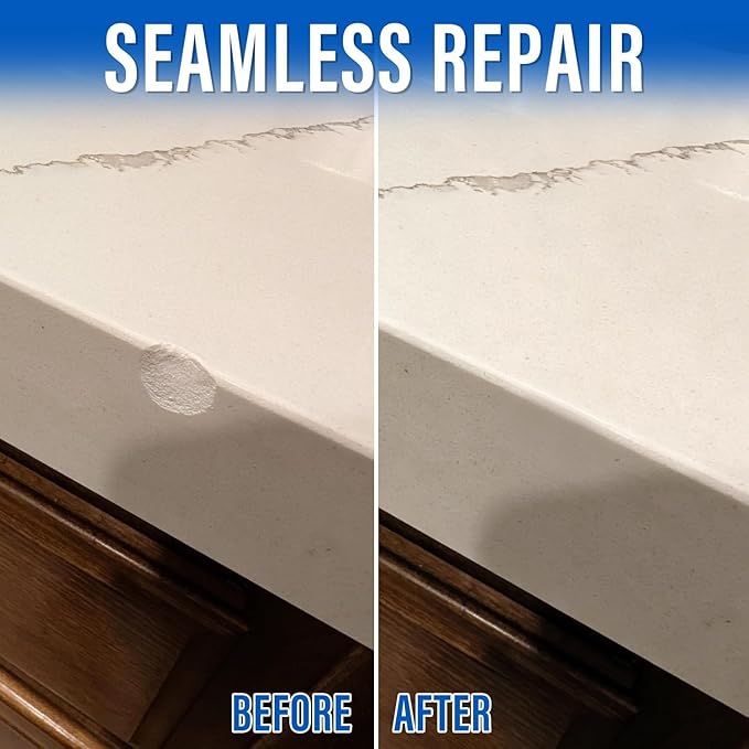 White Quartz Countertop Repair Kit – Quartz, Marble, Acrylic, Porcelain Countertop Chip Repair – Quick Drying – Fix Chips, Cracks, Scratches, Nicks
