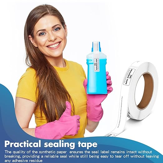 Pushglossy 1 Roll Sealable Tape 3/4 x 6 250 Labels Surface Waterproof Stop Liquid Leaks Tapes Wrapping Toiletries, Bottle, Jar Lids to Form Leakproof Seal for Transportation Shipping