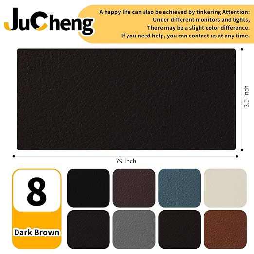 JuCheng Leather Repair Kit -Leather Repair Patch Self-Adhesive Waterproof Patch & Glue for Furniture, Car Seats, Sofa, Couch, Vinyl - Instant Fix for Tears & Scratches (Dark Brown, 3.5X79 inch)