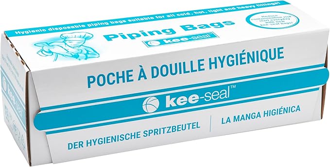 KEE-SEAL Disposable Pastry Bags, Piping Bag with Grip Tight Outer Surface, Smooth-Flow Interior, Easy Tear Perforation, Convenient Dispenser Box, 21-Inch, Clear