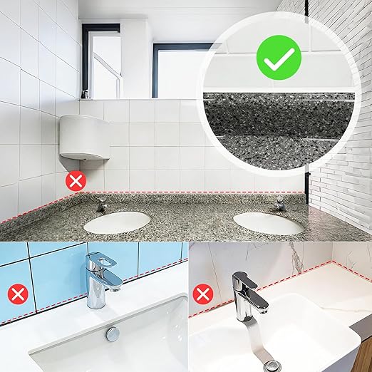 Caulk Tape 2 Roll White Self Adhesive, Waterproof Caulking Sealant Strip Sealing Decorative Tape for Toilet Shower Bathtub Bathroom Sink (0.3" x 20Ft)