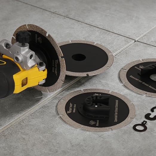 Diamond Oscillating Tool Blade 4PCS, 4" Circular Oscillating Saw Blades for Grit Grout Removal, Universal Quick Release Multitool Blades for Tile, Cement, Concrete, Masonry
