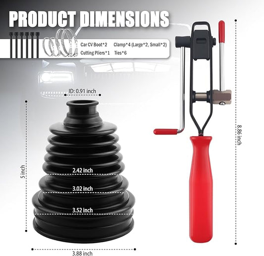 2PCS Thick Silicone Car CV Boot Repair Kit with CV Boot Clamp Tool for 2.42"/3.02"/3.52" Calibers,Cuttable CVs Axle Boots Repair Kit for Dust Protection,Upgraded CVs Joint Boots Kits