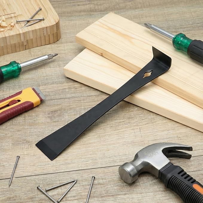 Bates- Flat Pry Bar Scraper, 3 Pack, 5-1/2", 7-1/4" and 9-1/2", Black, Trim Puller Tool for Baseboard