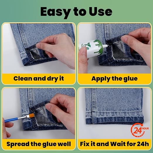 Fabric Glue Permanent, 60ml Super-Strong Clear Washable Fabric Adhesive for Clothing, Patches, Leather, Cotton, Denim, Polyester, Doll Repair (Fabric Glue (one Pack))