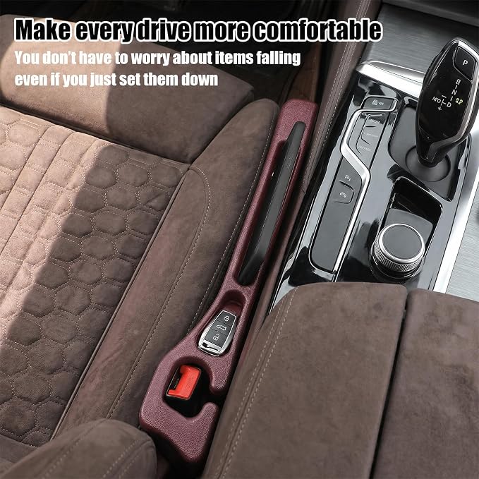 2PCS Car Seat Gap Filler, PU Leather Seat Gap Filler Strip, Anti-Drop Car Seat Gap Plug Catcher, Car Gap Seat Filler Between Seats for Cars SUVs Trucks (Red)