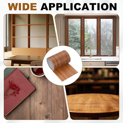 uxcell Wood Grain Repair Tape, 3.1" x 15ft Self Adhesive Wood Grain Colored Duct Tape Waterproof Repair Patch for Furniture Floor Scratch Fix, Baseboards, DIY Decor, Chocolate Oak