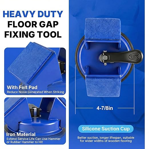 Floor Gap Fixer Tool Heavy Duty 45°Striking Surface Floor Gap Repair Tool Made of Iron & Enhanced Suction Cup with Slot Cutter and 5pcs Sticky Pads for Fixer Laminate/Vinyl Flooring Tools