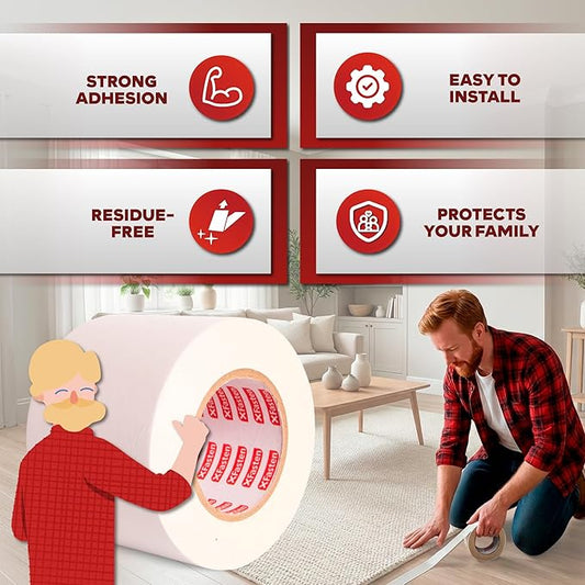 XFasten Double Sided Carpet Tape for Area Rugs, 4 Inch x 30 Yards – Heavy Duty Anti Slip Rug Grip Tape, Works as Rug Gripper, Residue Free, Wood Safe, Easy Removal for Hardwood and Laminated Floors
