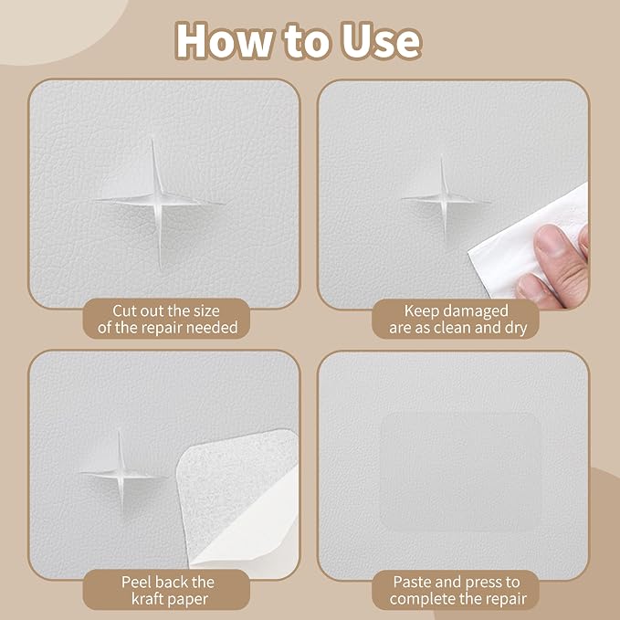 Leather Repair Patch,Self-Adhesive Leather,17X79inch,Self-Adhesive Waterproof,Scratch Resistant,DIY Large Patch for Sofas,Furniture,cabinets,Walls,Motorcycle Seats,car Seats (Off-White)