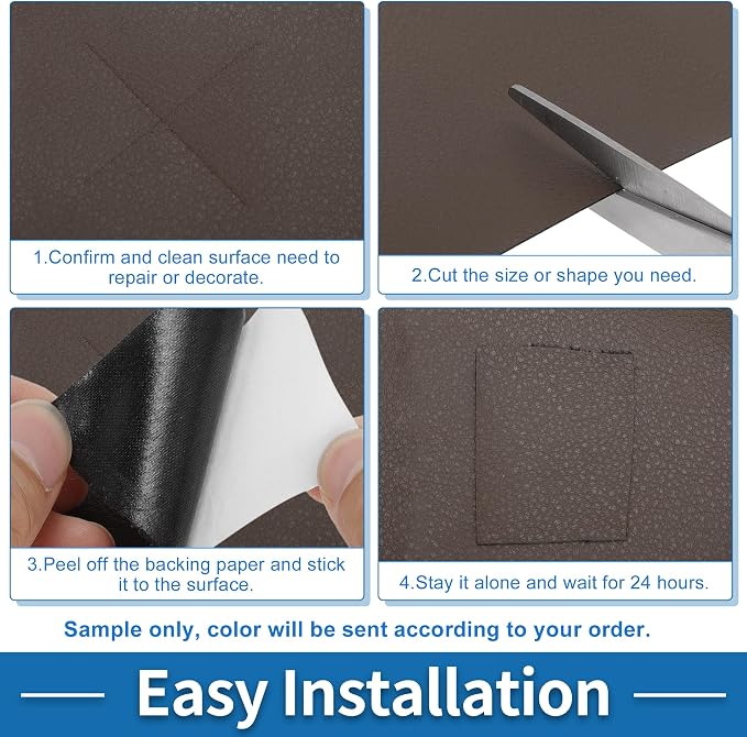Self Adhesive Leather Repair Patch Strong Stickiness 30"x16" Leather Repair Tape PU Leather Deep Brown 1 Pcs