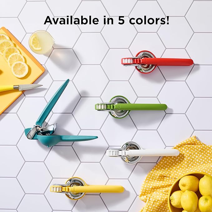 Chef'n FreshForce Lemon Squeezer Citrus Juicer, Manual Hand Press with Dual-Gear Power for Maximum Juice Extraction, Durable, Baking White