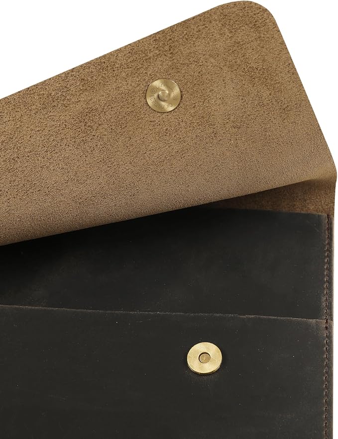 Leather Tablet Sleeve - 12.9 Inch iPad Sleeve, Document Holder Folio File Holder, Genuine Leather Sleeve Case for Protection and Style-Grey-Custom