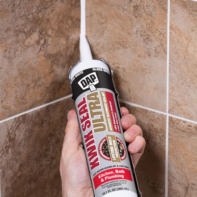 Kwik Seal Ultra Advanced Kitchen and Bath Siliconized Sealant, White, 10.1 Oz (7079818897)
