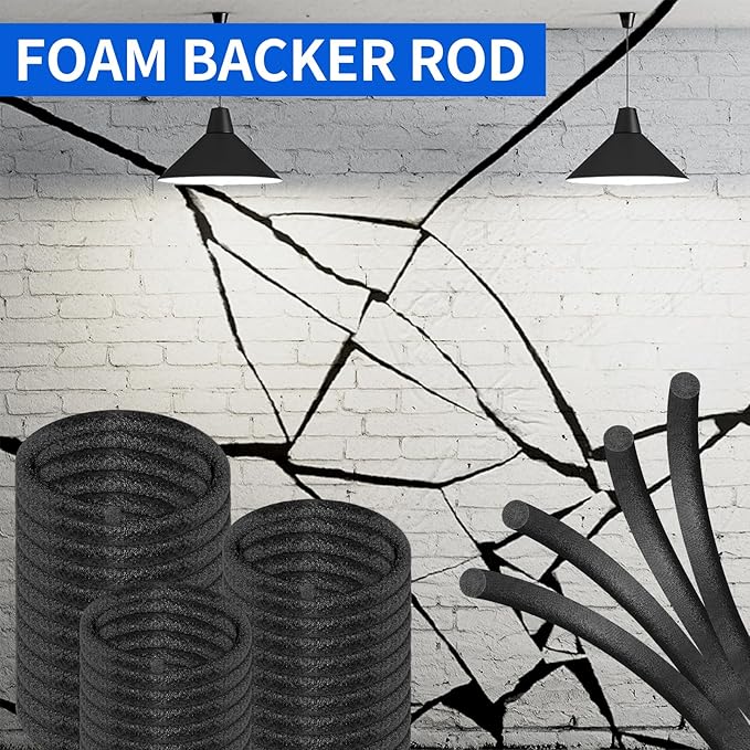 Backer Rod Foam Caulk Saver Concrete Crack Filler for Cement Asphalt Driveway Wall Cracks Concrete Expansion Joint Filler Strips Backing Rod 1 inch 1/2 inch 1/4 inch (Black, 3/4 Inch x 100 Feet)