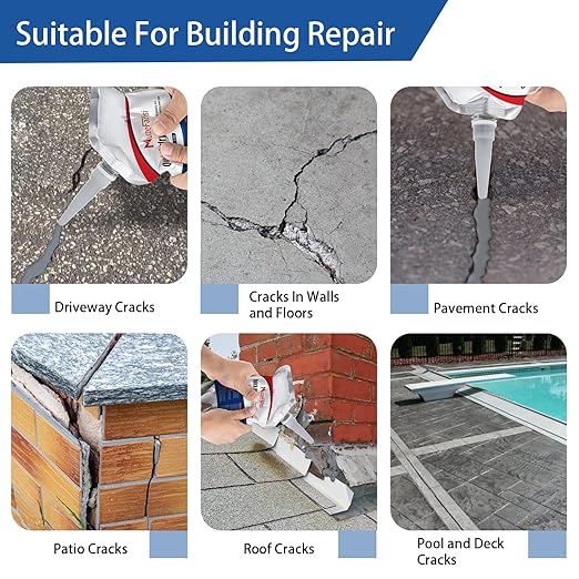 Concrete Crack Filler, Slab Concrete Crack Waterproof Repair Sealant, Weather-Resistant Caulking Glue, Quick-Drying Sealing Adhesive(6 pcs)
