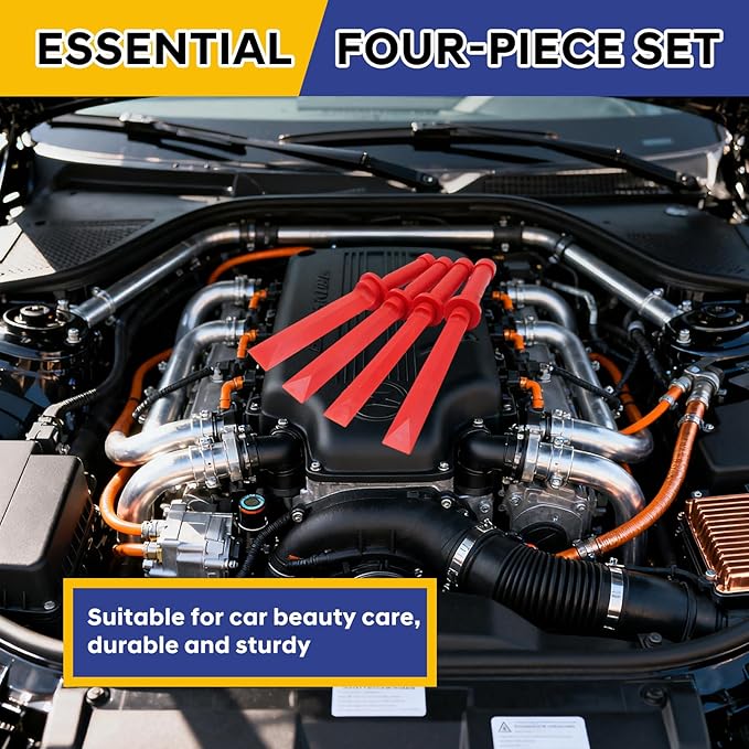 4Pcs Plastic Chisel Scraper Set Include - 3/4" & 7/8" & 1" & 1-1/2", Plastic Scraper Tool Car Chisel Scrapes Remover Tool for Removing Debris Film Adhesives