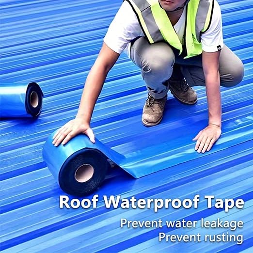 Waterproof Sealant Tape Self Adhesive Rubberized Asphalt Tape for RV Roof Metal Roof Corrugated Roof Leak Repair UV Resistant Heavy Duty Waterproofing Membrane(Blue, 7.874in*196.85in)
