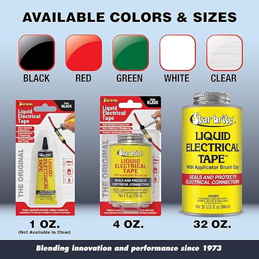 STAR BRITE Liquid Electrical Tape - Superior Adhesion and Flexible Protection for Frayed Cables, Terminals, and Electric Splices