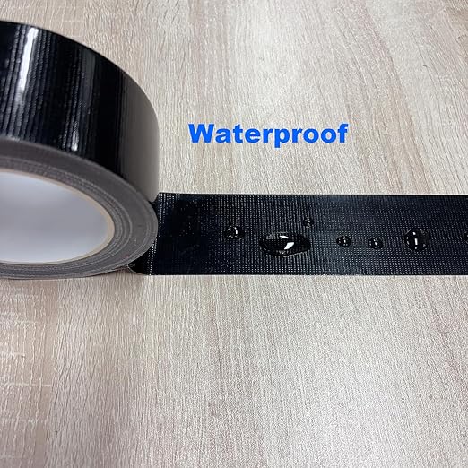 Black Duct Tape, 2 Inches x 32 Yards, Heavy Duty, Strong Adhesive Duct Tape, Easy-Tear by Hand, Residue-Free, Waterproof for Home Repairs, Fixed Carpet Edge, DIY Projects