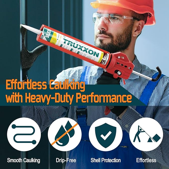 2026 One-Touch Drip-Free Caulk Gun | Effortless & Professional Design with Heavy-Duty Metal Body, 18:1 Thrust Ratio | For 9, 10, 11 oz Silicone Tubes