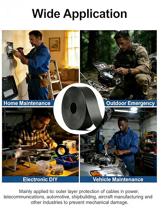 16.5FT Heat Shrink Tape, Electric Heat Tape Shrink Wrap Roll for Electrical Cables, Wires, Pipes, Adhesive Activates Upon Heating Melts and Seals (Width: 2 inches)