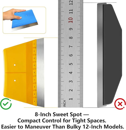 2 Pack 8 Inch Paint Edger & Trim Guard, Stainless Steel Cutting-in Tool, Painter's Tape Alternative for Ceilings, Baseboards, Door Frames & Trim, Yellow & Blue
