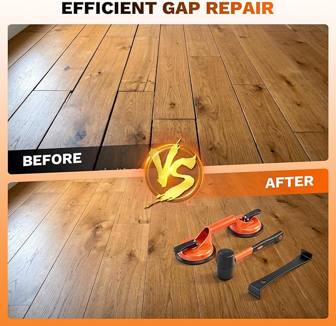 Saker Laminate Floor Gap Repair Tool,Suction Cup Lifter with Rubber Mallet and Wider Heavy Duty Pull Bar,Floor Gap Repair Kit,for Moving Glasses and Floating Wood Floors