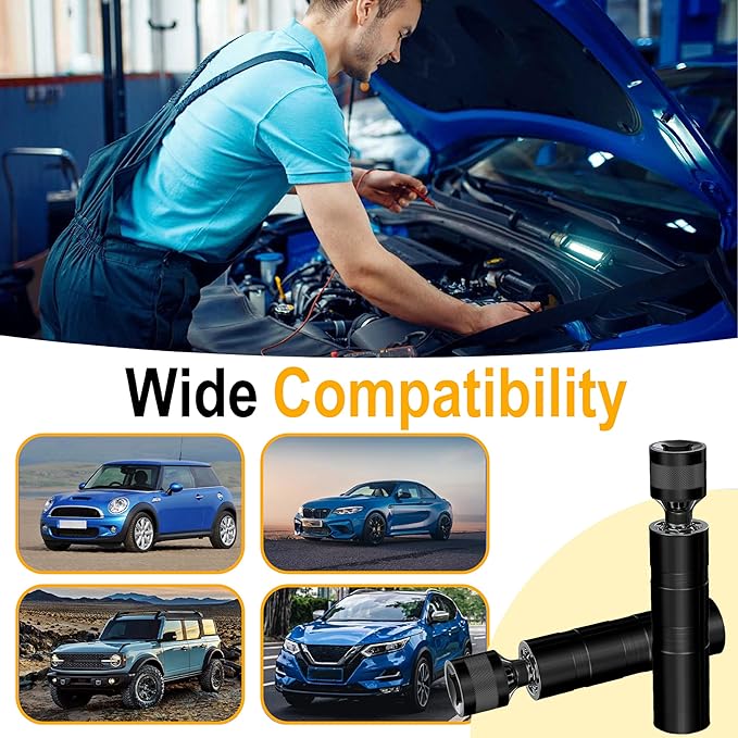 14mm&16mm Spark Plug Socket Set, Thin Wall 3/8" Drive Spark Plug Sockets Removal Tool, 12 Point, Magnetic Swivel 5/8" Spark Plugs Socket for Most Car Models (Black)